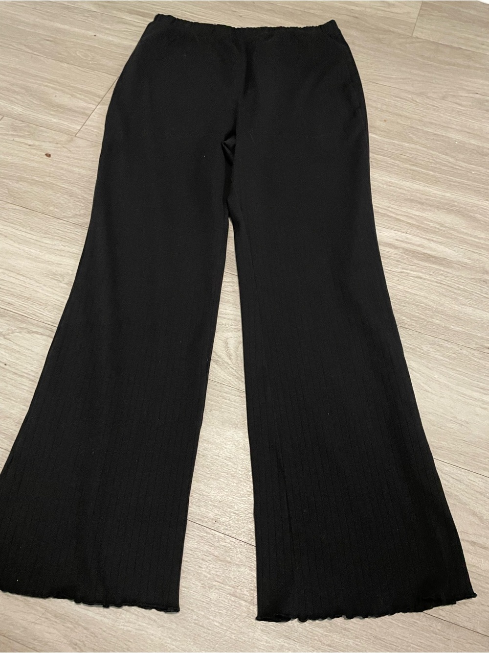 Abound Black Ribbed Wide-Leg Knit Pants